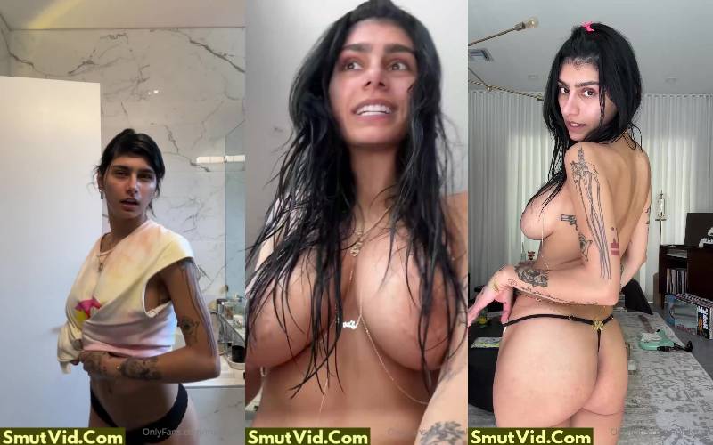 Mia Khalifa Squeezing Huge Tits in the Nude Shower Video